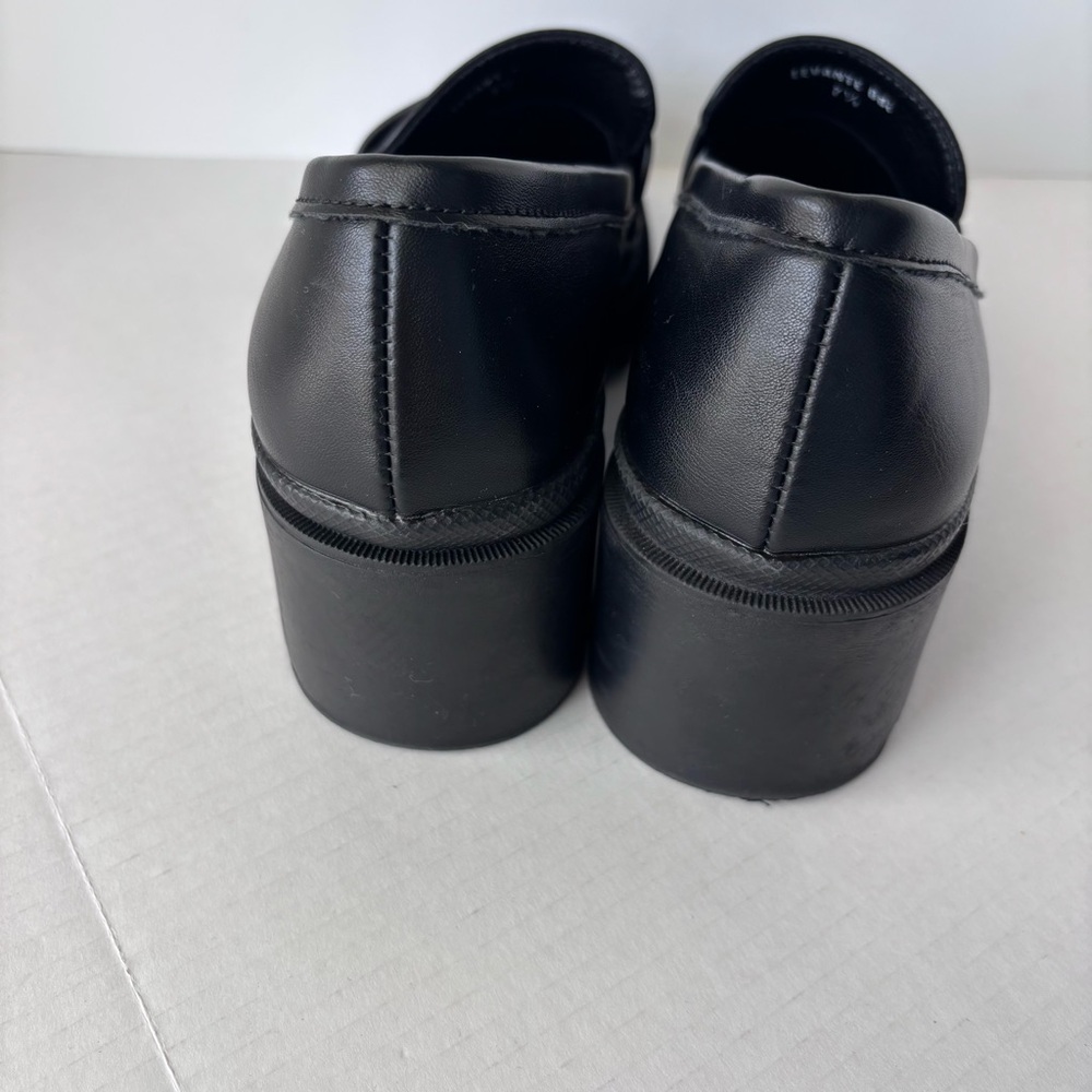 Mudd Penny Loafers Women’s Size 7.5 Black Chunky Platform Lug Block Heel Y2K - Picture 7 of 12